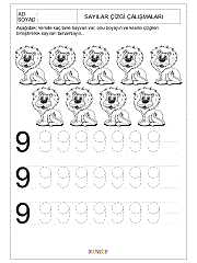 okul öncesi 1 sayısı çizgi çalışması